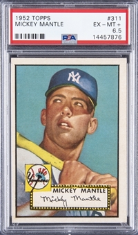 1952 Topps #311 Mickey Mantle Rookie Card – PSA EX-MT+ 6.5